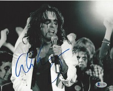 SINGER ALICE COOPER SIGNED 8X10 PHOTO 2 SHOCK ROCK ICON PROOF BECKETT COA BAS