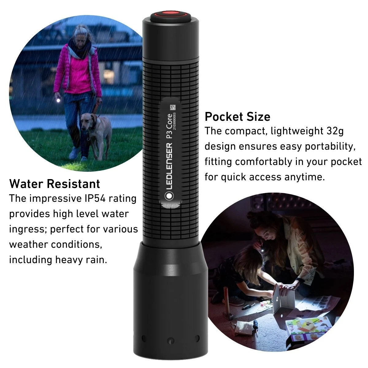 Linterna LED Ledlenser Camping Mini, Batería x1 AAA, Enfocable, Núcleo P3