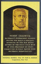 Henry Chadwick (Baseball Pioneer) Cooperstown Hall of Fame Plaque Postcard NM