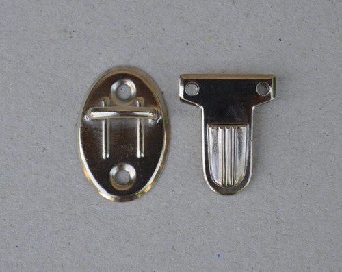 Set of 10 Purse Tongue Clasps Nickel Chrome Press Locks Thumb Catches 40 Rivets - Picture 4 of 5