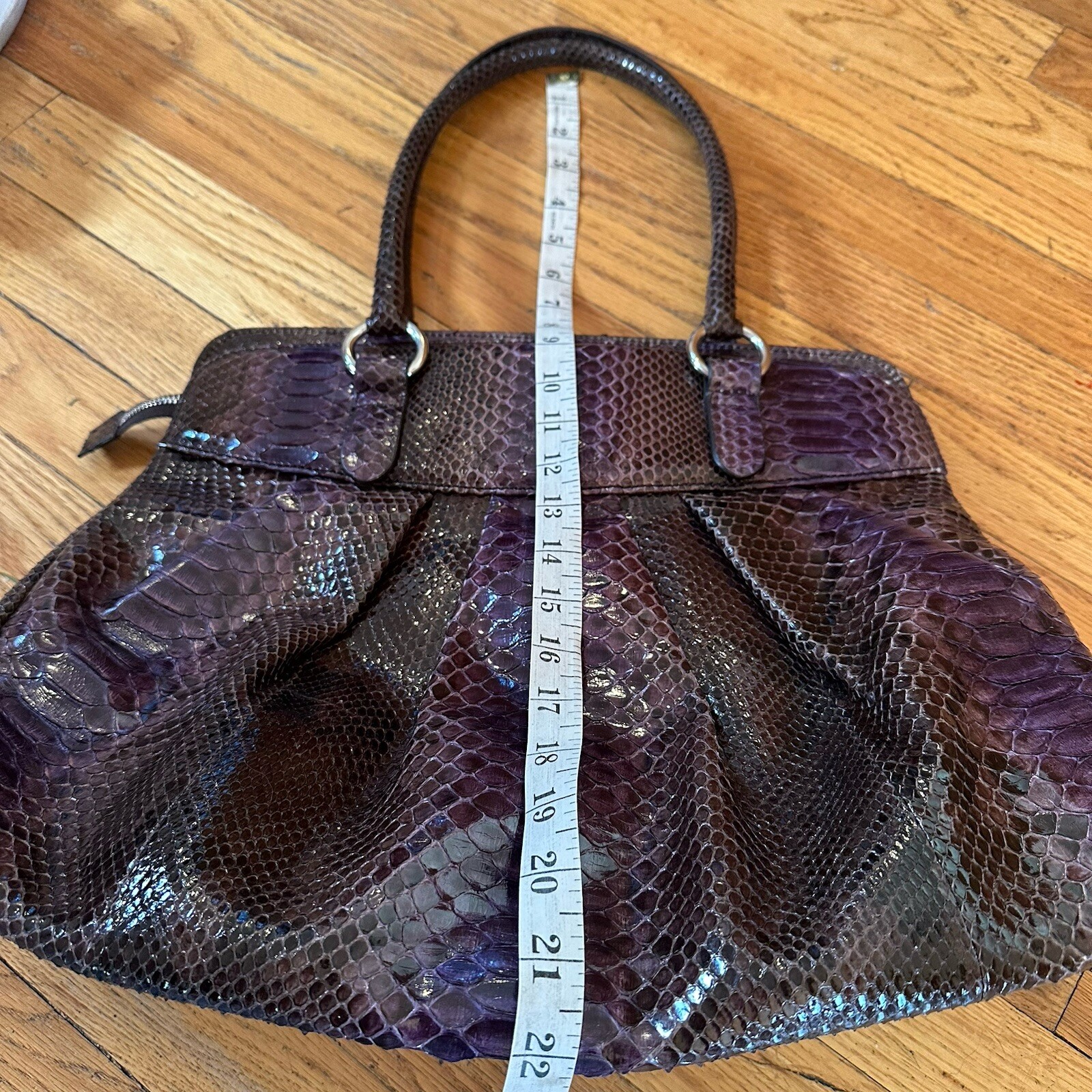 Jane August Genuine Python Purple Satchel Large H… - image 4
