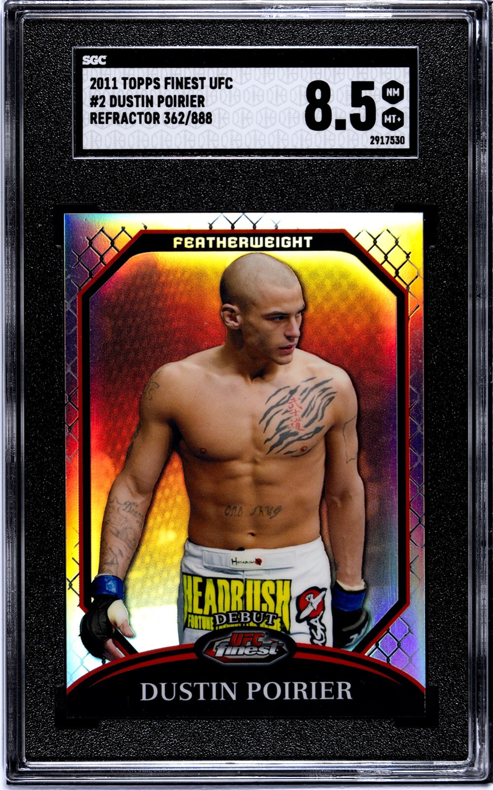 2011 Topps Finest UFC DUSTIN POIRIER Refractor RC /888 Graded 8.5