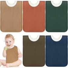 Large Muslin Pullover Baby Bibs Full Coverage Toddler Slip on Absorbent Bib W...