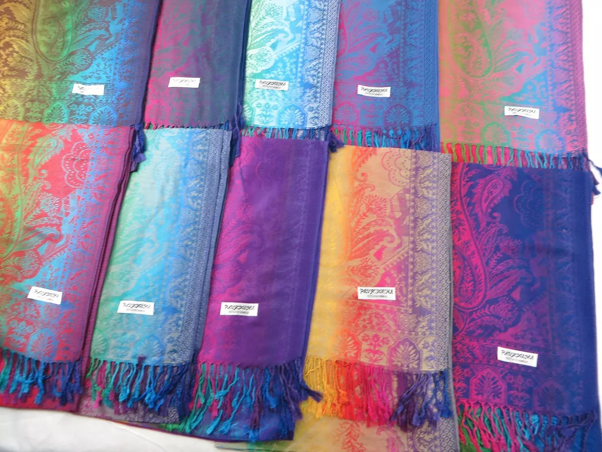 bulk lot 10pcs wholesale rainbow pashmina shawl scarf stole wrap