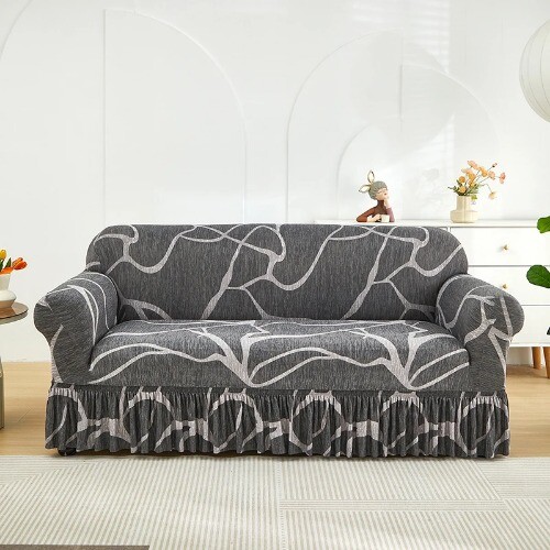 Printed Ruffled Skirt Sofa Covers for Living Room Stretch Couch Cover Sofa - Picture 32 of 58