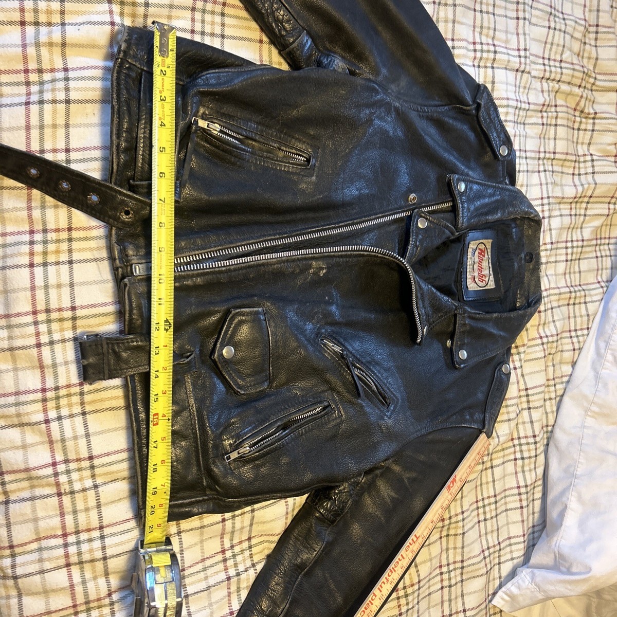 Route 66 Highway Leather Motorcycle Jacket Mens Size L Free