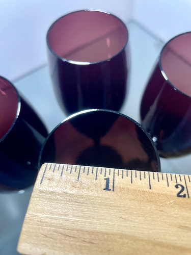 Set of 4 Vintage Champagne Flutes Black Amethyst Purple Glass MCM 9 1/4”T - Picture 9 of 9