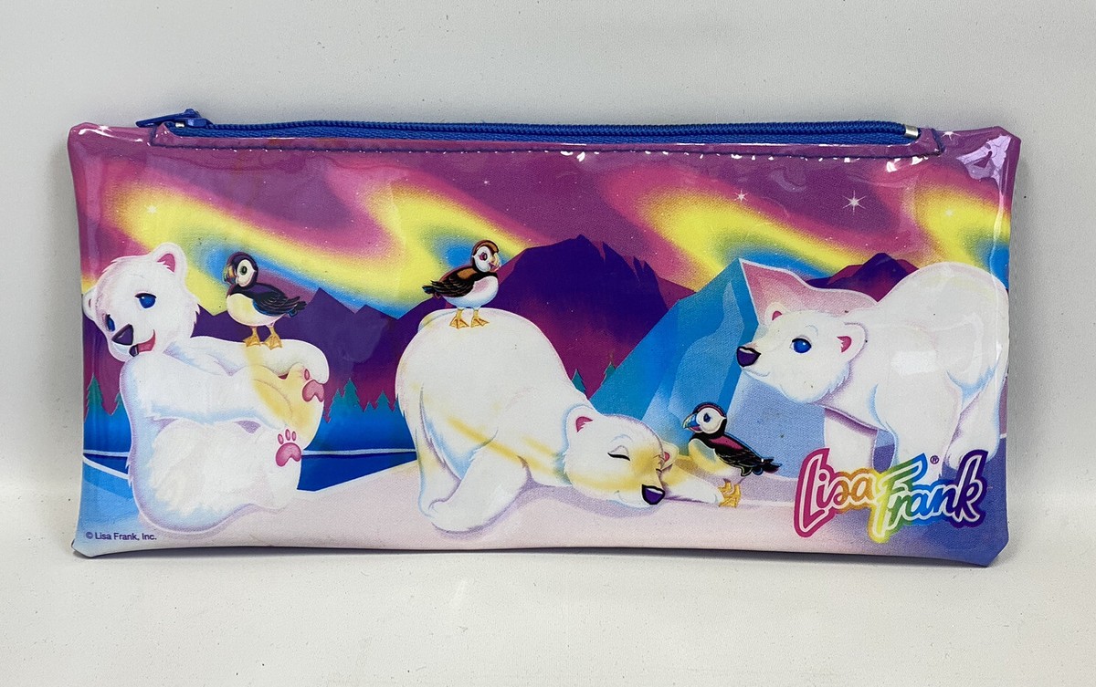 Vintage Lisa Frank Polar Bear Penguin Pencil Pouch Bag Zipper Case