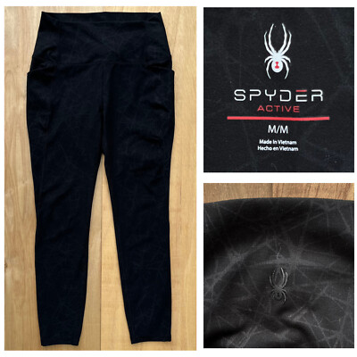SPYDER ACTIVE Women's Black Compression Yoga Gym Activewear