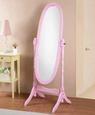 Mirror Cheval Floor Full Length Pink Glam Queen Anna Bed Room Dressing Oval Wood