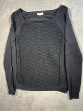 Anthropologie Silence + Noise Womens S Wool Angora Cotton Blend Sweater Black