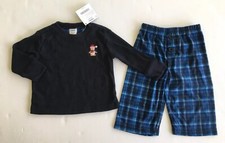 NWT Gymboree Holiday Penguin 6-12 Months Blue Plaid Flannel Pajamas