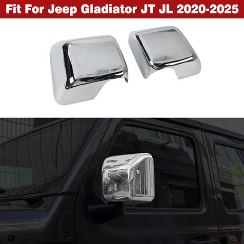 Pair Chrome Rearview Side Mirror Cover Cap For Jeep Gladiator JT/JL 2018-2025 - Picture 12 of 13