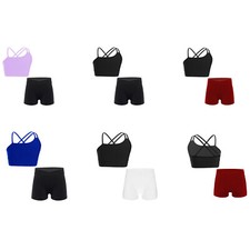 Kids Girls Tank Tops With Shorts Dance Tracksuits Stage Vest And Boyshorts Set