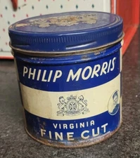 Vintage 1940s  PHILIP MORRIS TOBACCO TIN Series C  1/2lb Canada Government Label