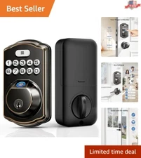 Easy Install Fingerprint Deadbolt Lock - 20 User Codes and Anti-Peeking Feature