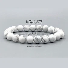 Amazing Howlite Bracelet, Healing Crystal Bracelet, Bracelets for Women Men