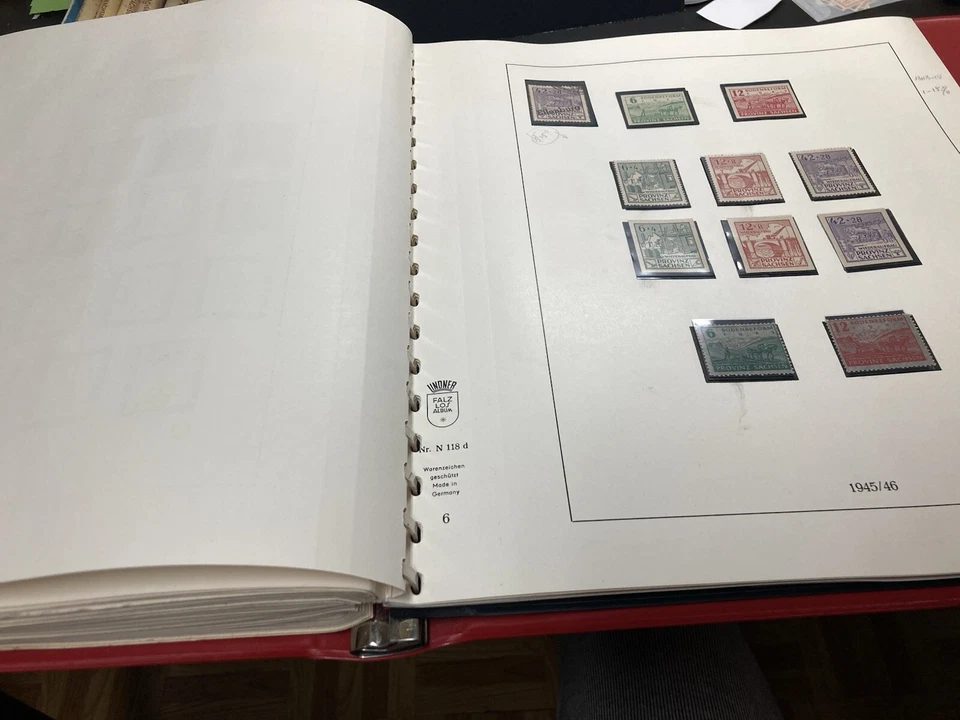 56.  Germany , 1945-46，Saxony，SC#13NB1-3/13NB13-16, Mint Hinged，From binder page - Image 3 of 3