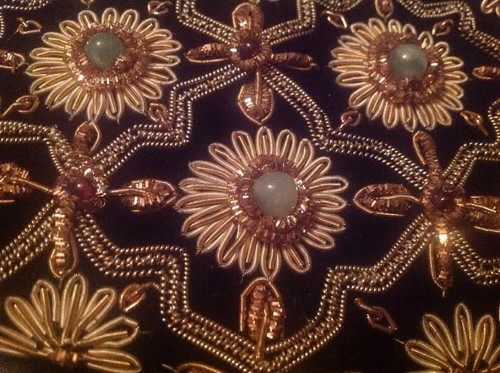 Jeweled Zari GEMS Clutch Sterling Silver Gold Thread India M Kane - Picture 2 of 2