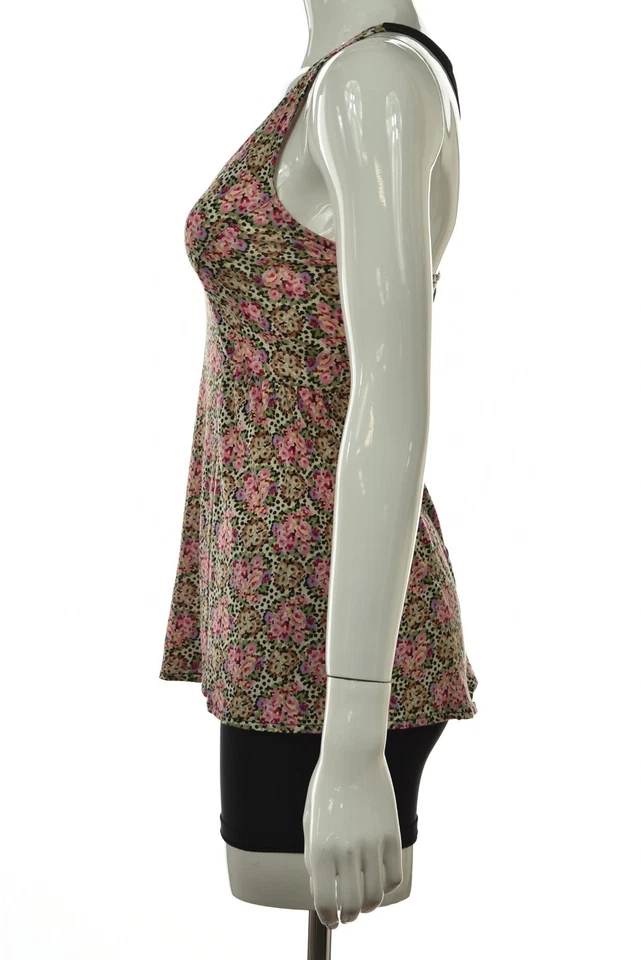 Silence + Noise Womens Top Size XS Black Purple Sleeveless Floral Tank Cotton - Image 3 of 4