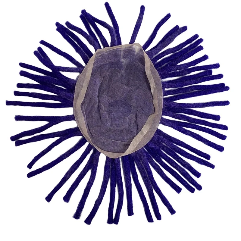 Unidad de encaje completo rastas de color azul para hombre negro Foto 2 de 4