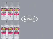 6 Cans Rust-Oleum Flat Light Gray Automotive Primer Spray | Stops Rust 15Oz Cans