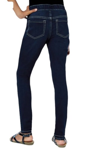 Justice Girls Denim Jeggings Blue 12 Medium Wash Colorful Sequin Hearts Logo - Picture 4 of 12