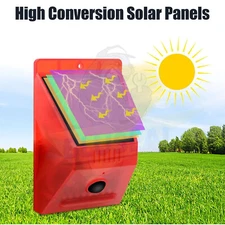 Solar Alarm 8LED Light Solar Strobe Light Infrared Remote Motion Sensor Detector