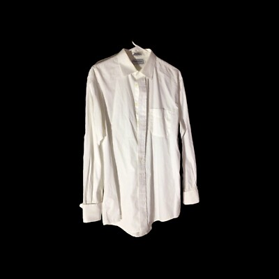 BURBERRY S OF LONDON MENS LONG SLEEVE WHITE SHIRT WITH FRENCH CUFFS, SIZE 16 1/2