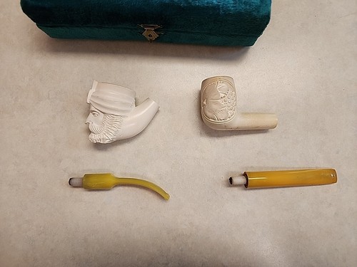 Vintage 70's Meerschaum Hayim Pinhas Carved Figural Pipes Turkey - Picture 7 of 10