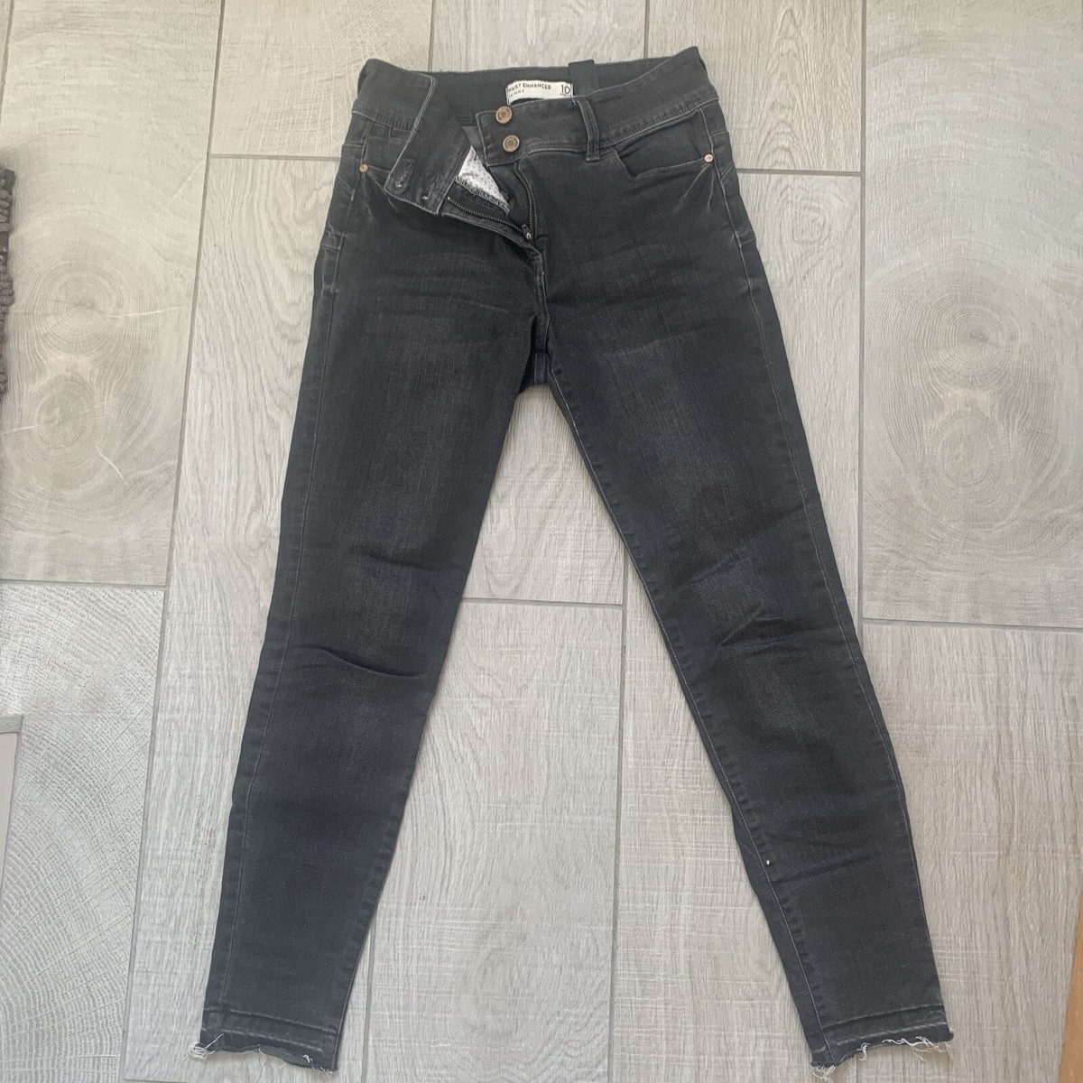 Next Ladies Skinny Waist Enhancer Jeans, Size 10 Reg, Black Stretch