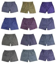 Men's King Pack Of 12 Assorted Plaid Boxer Underwear Multi-Colors M301
