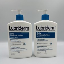 Lot Of 2 Lubriderm Daily Moisture Lotion Pro-Ceramide Non-Greasy 16 oz NEW