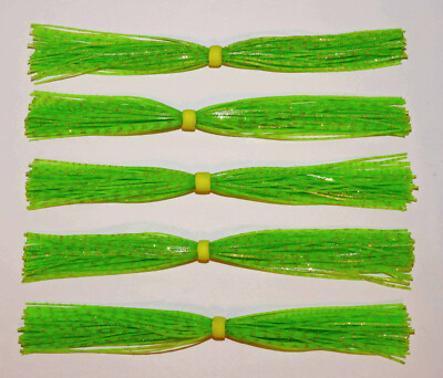 (5) D&J Lures Silicone Spinnerbait Skirts (Lime/Chart. Glitter) Bass Fishing NEW