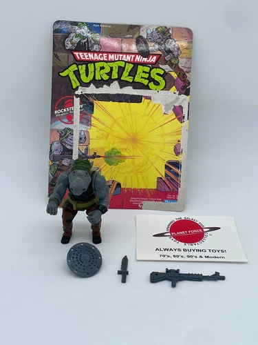 1988 Rocksteady w/ Cardback Complete TMNT Vintage Ninja Turtles Figure
