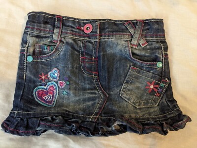 Mädchen blau Denim bestickt Rock 6-9 Monate von BHS