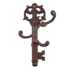 Skeleton Key Shape Swivel Hook Rustic Cast Iron Coat Hat Purse Towel Hanger