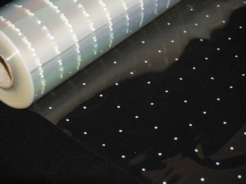 DIRECT FLORIST SUPPLIES 100 Metre - White Dot Cellophane Roll Christmas Xmas Gift Hamper Clear Film Wrap