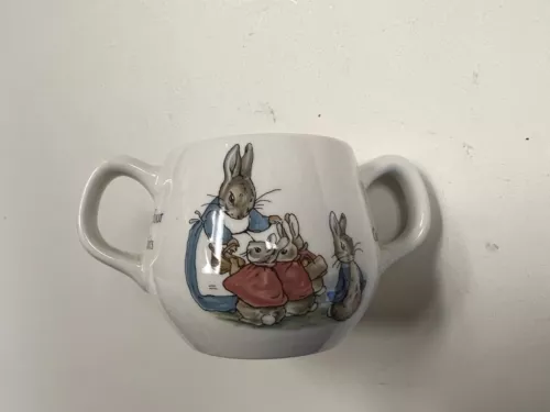 Wedgwood Peter Rabbit Child's 2 Handled Cup Mug, Made in England, 5" Widest