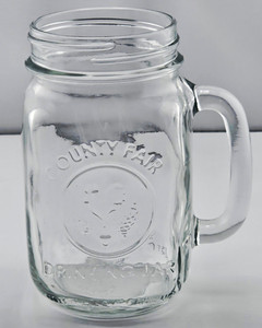 Libbey County Fair 16 oz Clear Glass Mason Jar Mug w/ Handle Set of 9 # 97085