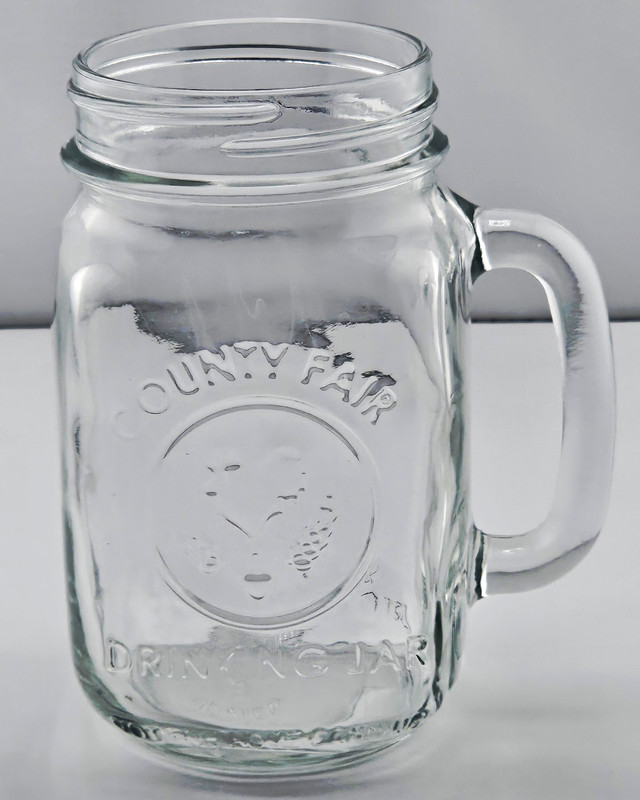 Libbey County Fair 16 oz Clear Glass Mason Jar Mug w/ Handle Set of 9 # 97085