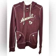 Element Burgundy Zip-Up Hoodie with Embroidered Design