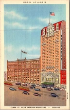 Vintage Hotel Atlantic Chicago Linen Postcard Clark St Near Jackson Blvd