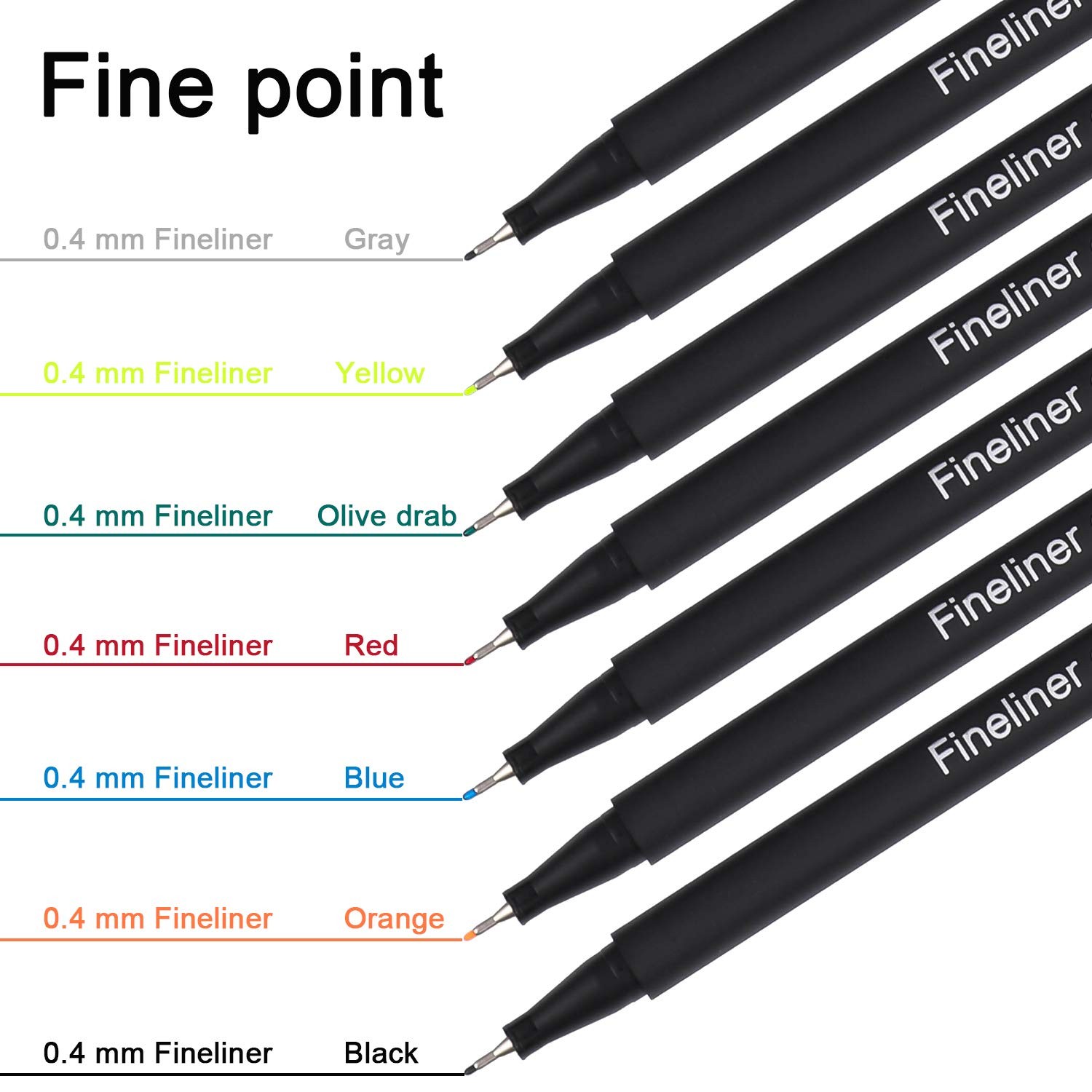 Fineliner Pens, 100 Colors 0.4mm Fineliner Color Pen Set Fine Point Markers D...
