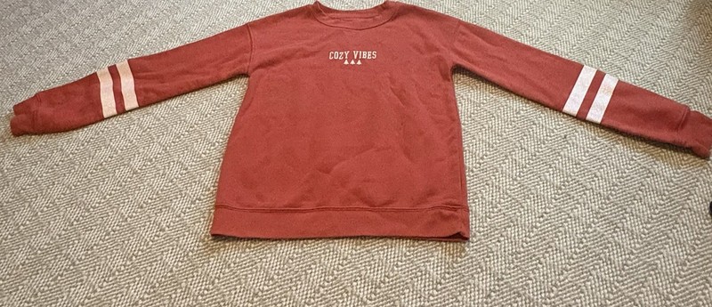 SO The Favorite Crew Girls Pullover Sweatshirt Orange Striped L (10/12)