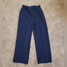 St John collection pleated navy blue santana knit pull on elastic pants 10