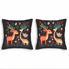 Whimsical Animal Print Throw Pillow Covers-Set of 2 18x18in Featuring OrangeDeer