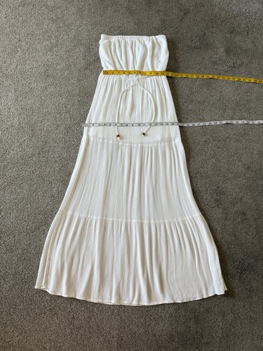 Socialite Summer Strapless dress S White casual party elastic neck & waist - Afbeelding 7 van 12