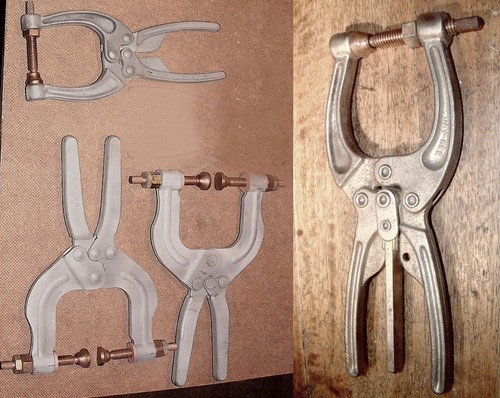 4 Vintage Welding Pivot Clamps Model 470 Detroit Stamping DeStat Co Shop Garage - Picture 1 of 4