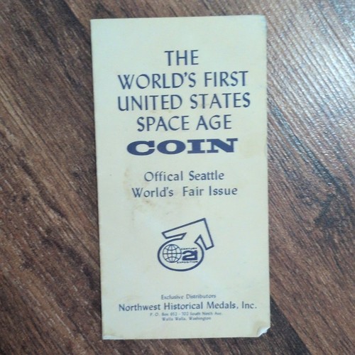 1962 Seattle World’s Fair Space Age Commemorative Medal/Coin in Folder Card